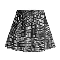 Plaid Black White Mini Flare Skirt by Mariart