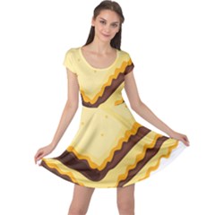 Sandwich Biscuit Chocolate Bread Cap Sleeve Dresses by Mariart