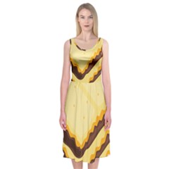 Sandwich Biscuit Chocolate Bread Midi Sleeveless Dress by Mariart