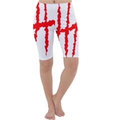 Scratches Claw Red White H Cropped Leggings  by Mariart