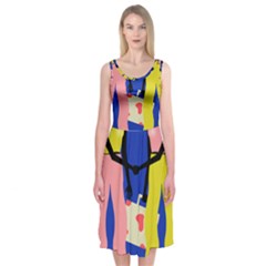 Shake Hands Midi Sleeveless Dress by Mariart