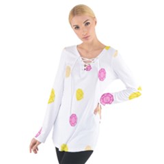 Stone Diamond Yellow Pink Brown Women s Tie Up Tee by Mariart