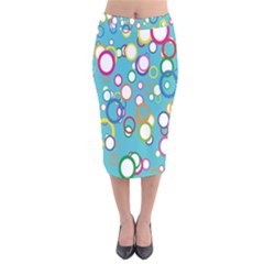 Circles Abstract Color Velvet Midi Pencil Skirt by Simbadda