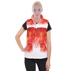 Abstract Love Heart Design Women s Button Up Puffer Vest