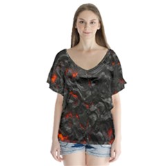 Volcanic Lava Background Effect Flutter Sleeve Top by Simbadda