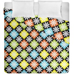 Diamond Argyle Pattern Colorful Diamonds On Argyle Style Duvet Cover Double Side (king Size) by Simbadda