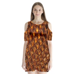 Caramel Honeycomb An Abstract Image Shoulder Cutout Velvet  One Piece by Simbadda