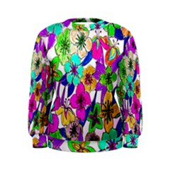 Floral Colorful Background Of Hand Drawn Flowers Women s Sweatshirt by Simbadda