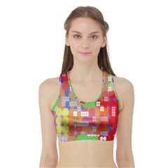 Abstract Polka Dot Pattern Digitally Created Abstract Background Pattern With An Urban Feel Sports Bra With Border by Simbadda