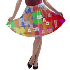 Abstract Polka Dot Pattern Digitally Created Abstract Background Pattern With An Urban Feel A-line Skater Skirt by Simbadda