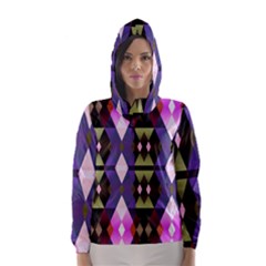 Geometric Abstract Background Art Hooded Wind Breaker (women) by Nexatart