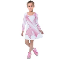 Breast Cancer Ribbon Pink Girl Women Kids  Long Sleeve Velvet Dress by Mariart