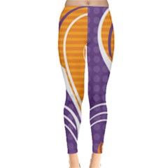 Leaf Polka Dot Purple Orange Leggings  by Mariart