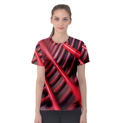 Abstract Of A Red Metal Chair Women s Sport Mesh Tee by Nexatart