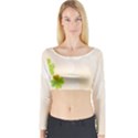 Leaf Polka Dot Green Flower Star Long Sleeve Crop Top View1