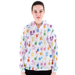 Musical Notes Women s Zipper Hoodie by Mariart