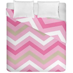 Pink Red White Grey Chevron Wave Duvet Cover Double Side (california King Size)