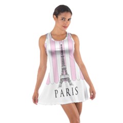 Pink Paris Eiffel Tower Stripes France Cotton Racerback Dress by Mariart