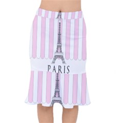 Pink Paris Eiffel Tower Stripes France Mermaid Skirt