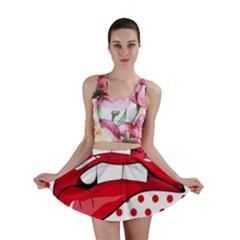 Sexy Lips Red Polka Dot Mini Skirt by Mariart