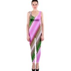 Pink And Green Abstract Pattern Background Onepiece Catsuit by Nexatart