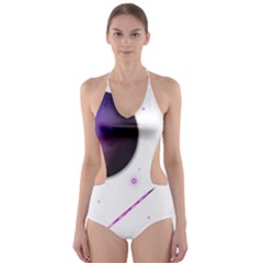 Space Transparent Purple Moon Star Cut-out One Piece Swimsuit