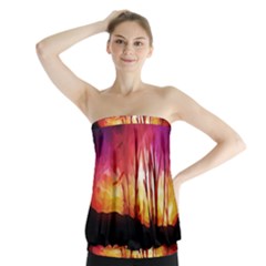 Fall Forest Background Strapless Top by Nexatart