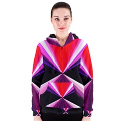 Red And Purple Triangles Abstract Pattern Background Women s Zipper Hoodie by Nexatart