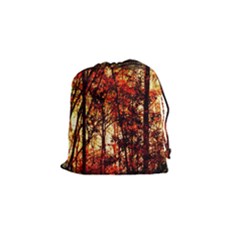 Forest Trees Abstract Drawstring Pouches (small)  by Nexatart