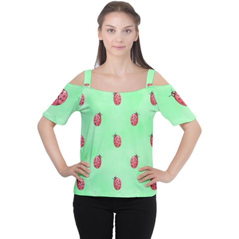 Pretty Background With A Ladybird Image Women s Cutout Shoulder Tee by Nexatart