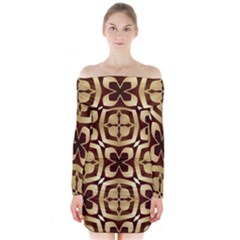 Abstract Seamless Background Pattern Long Sleeve Off Shoulder Dress