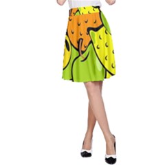 Digitally Created Funky Fruit Wallpaper A-line Skirt by Nexatart