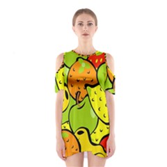 Digitally Created Funky Fruit Wallpaper Shoulder Cutout One Piece by Nexatart