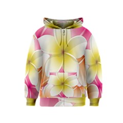 Frangipani Flower Floral White Pink Yellow Kids  Zipper Hoodie by Mariart