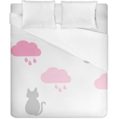 Raining Cats Dogs White Pink Cloud Rain Duvet Cover (california King Size) by Mariart