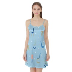 Seat Blue Polka Dot Satin Night Slip by Mariart