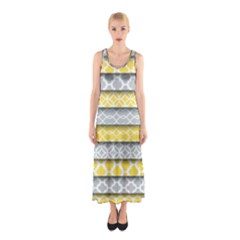 Paper Yellow Grey Digital Sleeveless Maxi Dress by Mariart