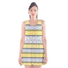 Paper Yellow Grey Digital Scoop Neck Skater Dress by Mariart