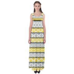 Paper Yellow Grey Digital Empire Waist Maxi Dress by Mariart