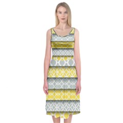 Paper Yellow Grey Digital Midi Sleeveless Dress by Mariart