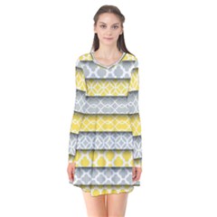 Paper Yellow Grey Digital Flare Dress by Mariart