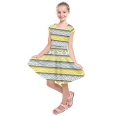 Paper Yellow Grey Digital Kids  Short Sleeve Dress by Mariart