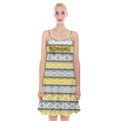 Paper Yellow Grey Digital Spaghetti Strap Velvet Dress by Mariart