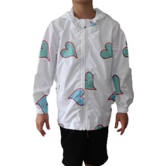 Colorful Random Hearts Hooded Wind Breaker (kids) by Nexatart