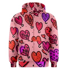 Valentine Wallpaper Whimsical Cartoon Pink Love Heart Wallpaper Design Men s Zipper Hoodie