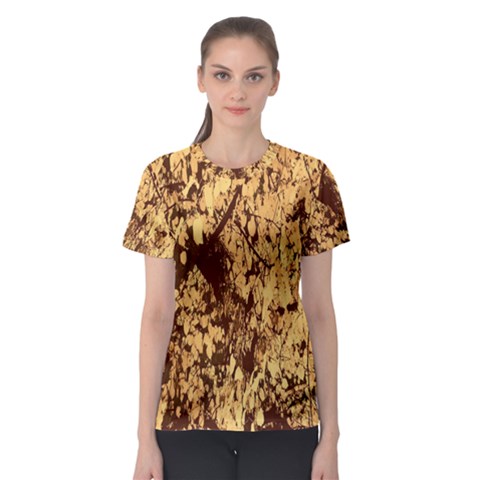 Abstract Brachiate Structure Yellow And Black Dendritic Pattern Women s Sport Mesh Tee by Nexatart