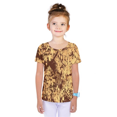 Abstract Brachiate Structure Yellow And Black Dendritic Pattern Kids  One Piece Tee by Nexatart