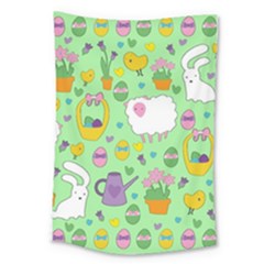 Cute Easter Pattern Large Tapestry by Valentinaart