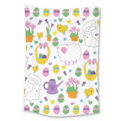 Cute Easter Pattern Large Tapestry by Valentinaart