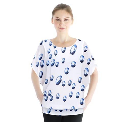 Water Drops On White Background Blouse by Nexatart